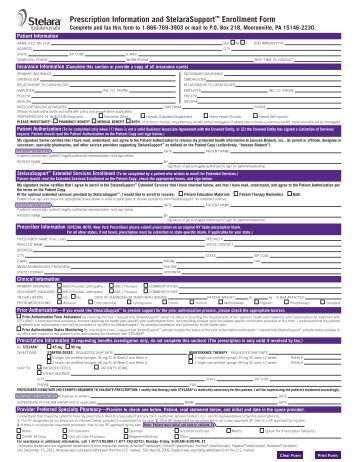 Prescription Information and STELARA Â® Support Enrollment Form