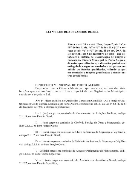 LEI NÂº 11.408, DE 3 DE JANEIRO DE 2013. Altera o art. 20 e o art ...