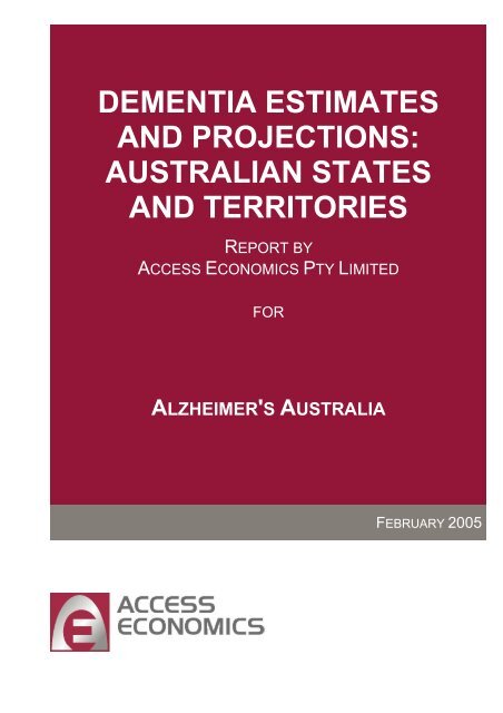 dementia estimates and projections: australian states and territories