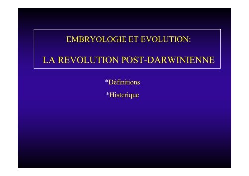 LA REVOLUTION POST-DARWINIENNE - Frontiers in Genetics