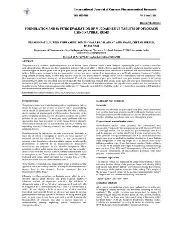 formulation and in vitro evaluation of mucoadhesive tablets of ...