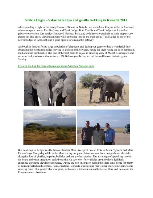 to read her fabulous trip report - The Africa Adventure Company