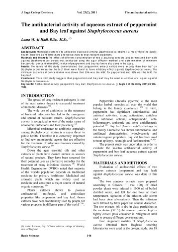 The antibacterial activity of aqueous extract of peppermint