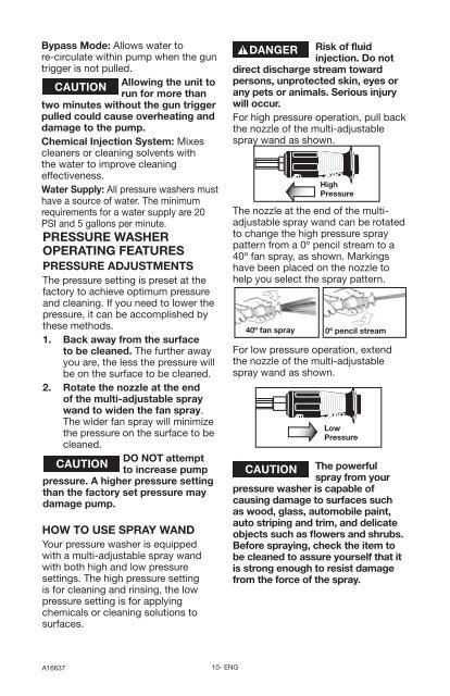 Operation Manual Pressure Washer