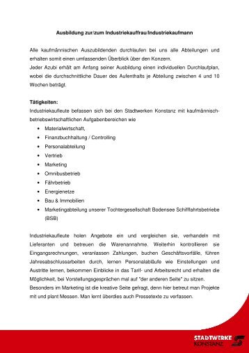 Ausbildung zur/zum Industriekauffrau/Industriekaufmann Alle ...