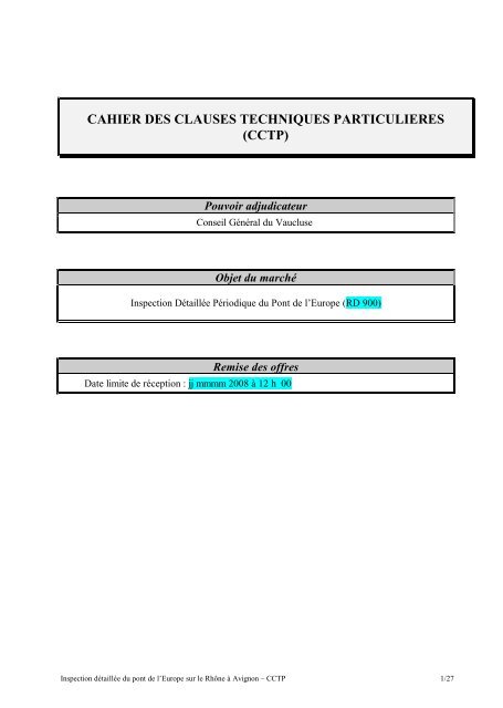 CCTP - IDP - Pont de l'Europe - PLATEFORME OUVRAGES D'ART