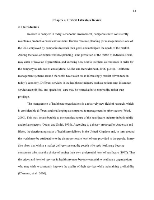 critical review dissertation example