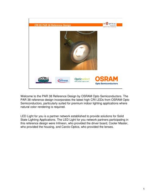 CRI 95 PAR 38 Reference Design - The LED Light Site - OSRAM ...