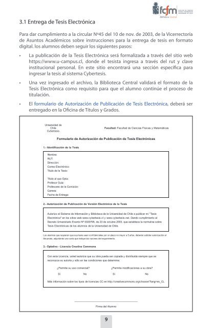 Pauta para la Normalización de Tesis de Grado o Titulación FCFM.