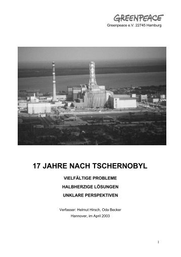 17 JAHRE NACH TSCHERNOBYL - Netcult.ch