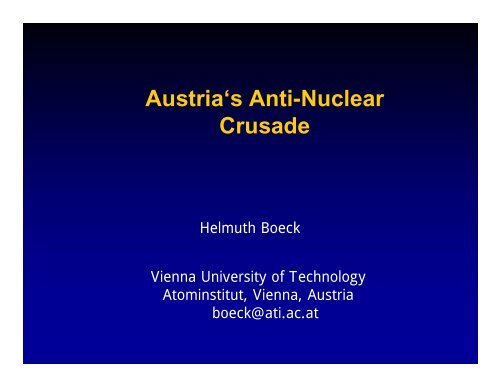 Austria's Anti-Nuclear Crusade - European Nuclear Society