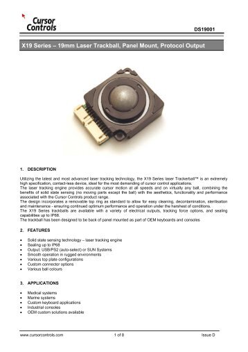 X19 Series – 19mm Laser Trackball, Panel Mount, Protocol ... - Elimec