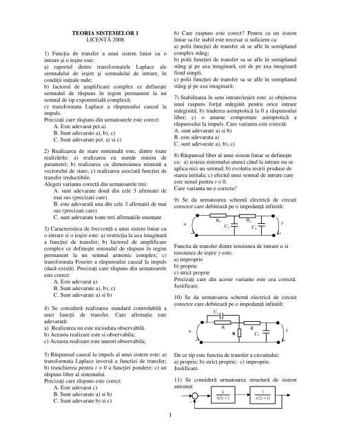 Teoria sistemelor I