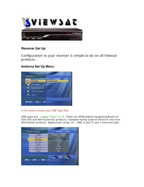 Viewsat Antenna Setup Menu? - Satman Canada