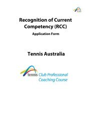 Recognition of Current Competency (RCC) Tennis Australia