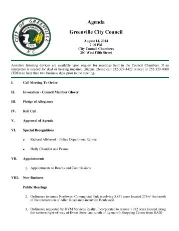 August 14 2014 Council Agenda