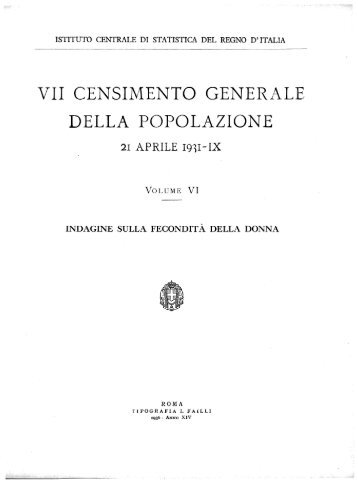 VII CENSIMENTO GENERALE DELLA POPOLAZIONE - Istat