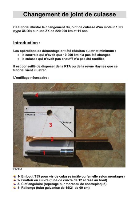 Changement de joint de culasse