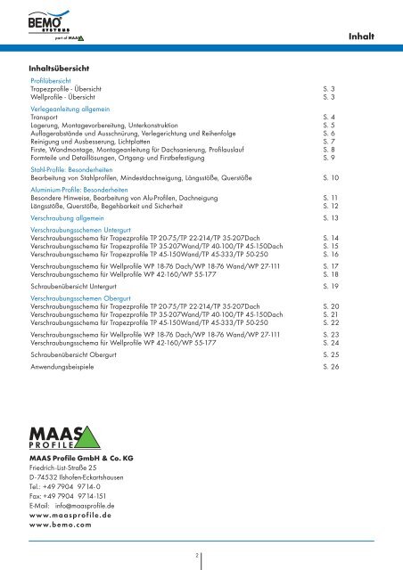 VERLEGEANLEITUNG â€“ UNTERGURT â€“ OBERGURT - Maas Profile