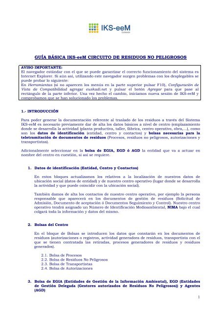 GuÃ­a bÃ¡sica para Productores de Residuos No ... - EPER-Euskadi