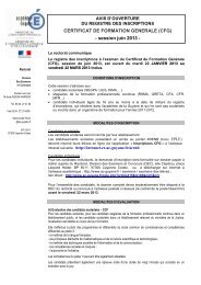 Avis d'ouverture du registre des inscriptions - CFG [Session Juin 2013]