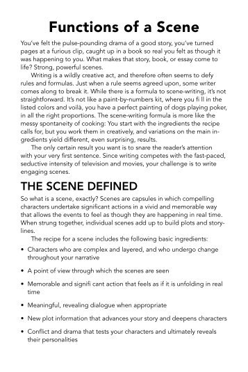 Functions of a Scene - Writer's Digest
