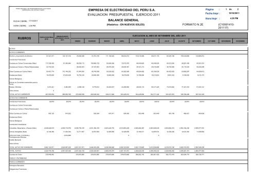 empresa de electricidad del peru sa rubros balance general ...