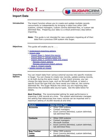 How Do I ... Import Data - SugarCRM