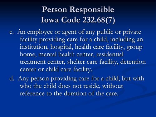 CINA: Child in Need of Assistance - Drake University Law School