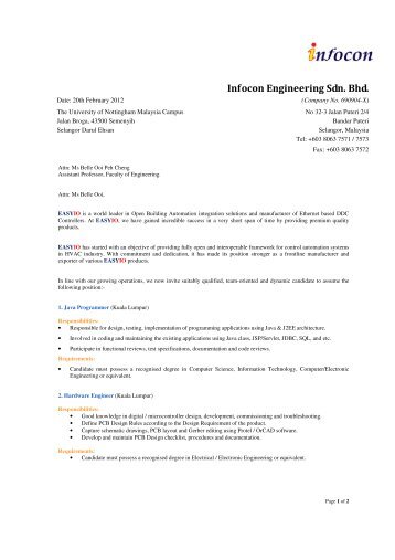 Infocon Engineering Sdn. Bhd. - The University of Nottingham ...