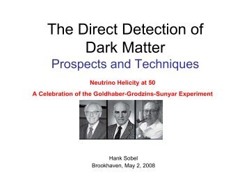 Prospects for the Direct Detection of Dark Matter - BNL theory groups