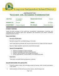 Teacher - UIL Academic Coordinator