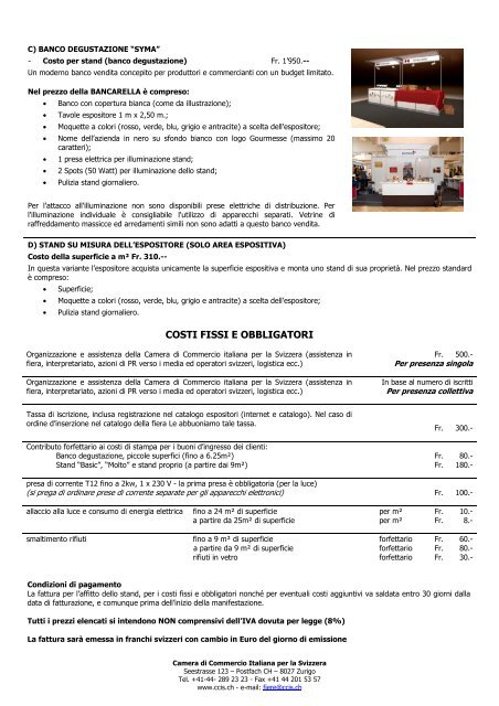 COSTI (pdf) - Camera di Commercio Italiana per la Svizzera