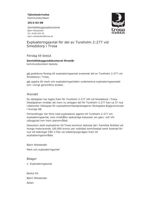 Kallelse med handlingar 20130227.pdf - Trosa kommun