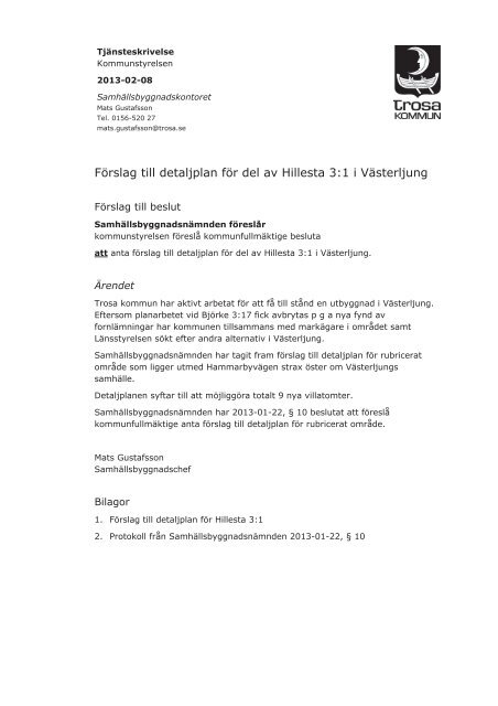 Kallelse med handlingar 20130227.pdf - Trosa kommun