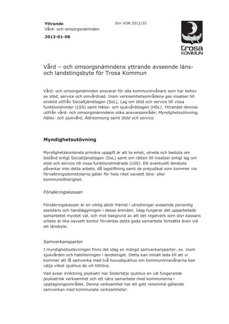 Kallelse med handlingar 20130227.pdf - Trosa kommun