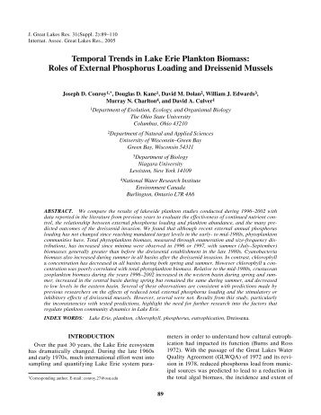 Temporal Trends in Lake Erie Plankton Biomass - University of ...