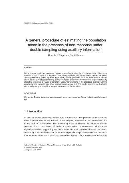 Housila P. Singh and Sunil Kumar - Idescat