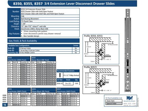 18/" 14/" KV 1300 Drawer Slides 20/"