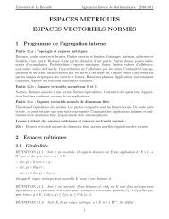 espaces m´etriques espaces vectoriels norm´es - Université de La ...