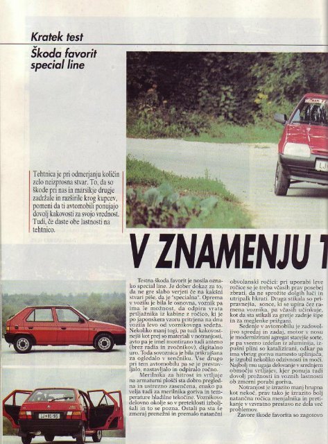 Prenesi PDF testa Škoda Škoda Favorit Special Line - Avto Magazin