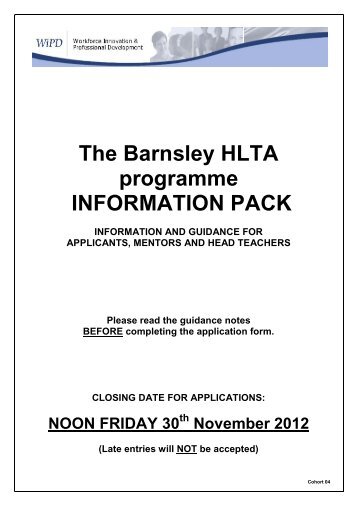 HLTA APPLICATION INFORMATION PACK