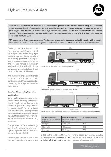 High volume semi-trailers briefing note - Freight Transport Association