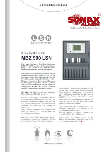 MBZ 900 LSN Datenblatt - SONAX-ALARM
