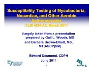 Susceptibility Testing of Mycobacteria, Nocardiae Nocardiae, and ...