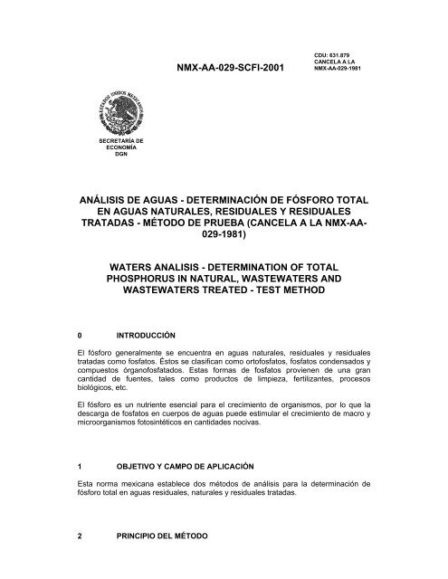 NMX-AA-029-SCFI-2001 ANÁLISIS DE AGUAS ... - CONAGUA