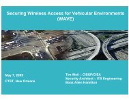 Securing Wireless Access for Vehicular Environments (WAVE)