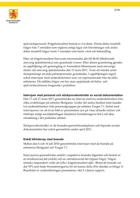 PilegÃ¥rden rapport 2011-05-31 - Staffanstorp