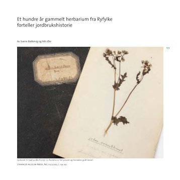 Et hundre Ã¥r gammelt herbarium fra Ryfylke forteller jordbrukshistorie