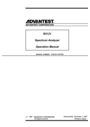R3131 Spectrum Analyzer Operation Manual - Dudleylab.com